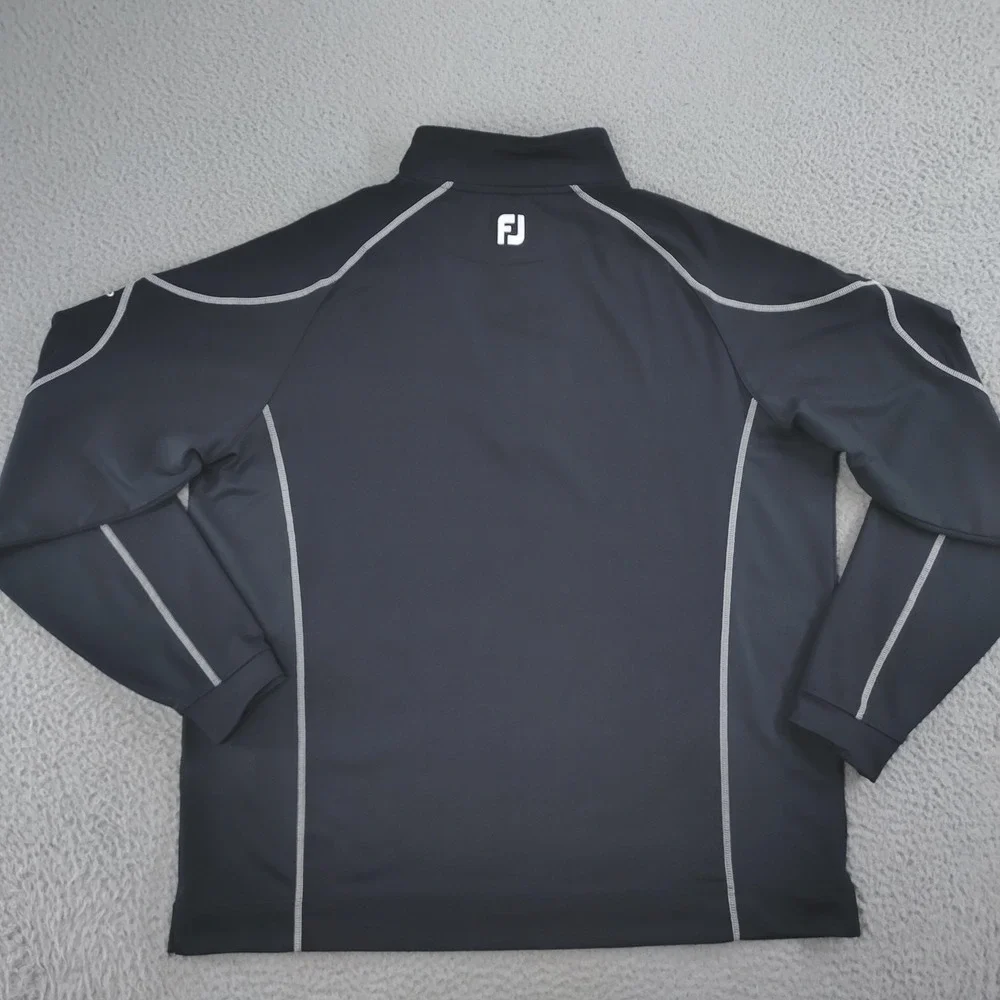 FootJoy Pullover Shirt Mens XL Black Gray Quarter Zip Golf Mock Neck Stretch